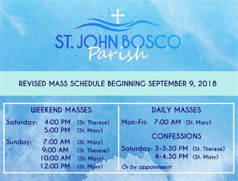 St. John Bosco Parish Mass Schedule .